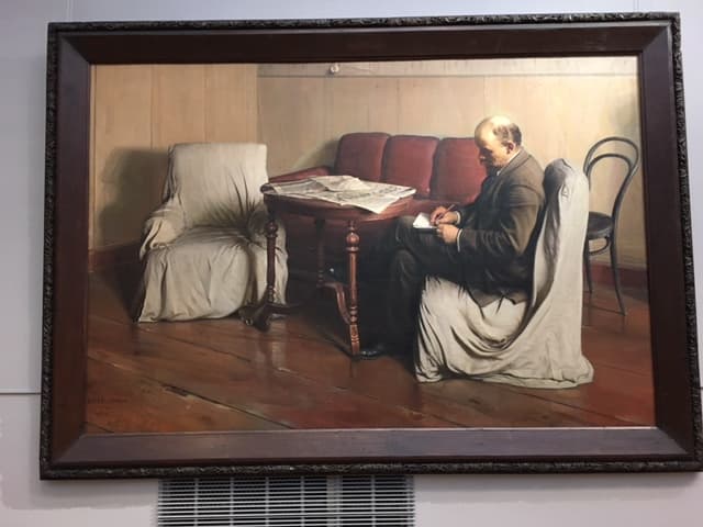 Isaac Brodsky’s Lenin in the Smolny, 1930, in the Tretyakov Gallery.